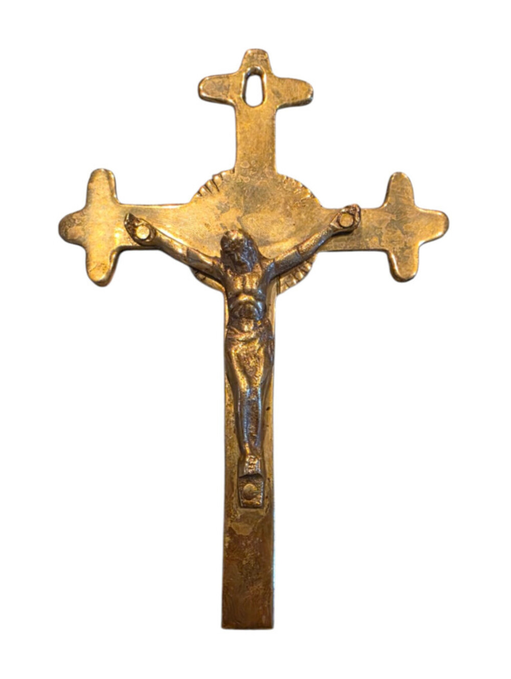 Vintage Antique Bronze Crucifix Jesus Christ Cross French Pendant Medal